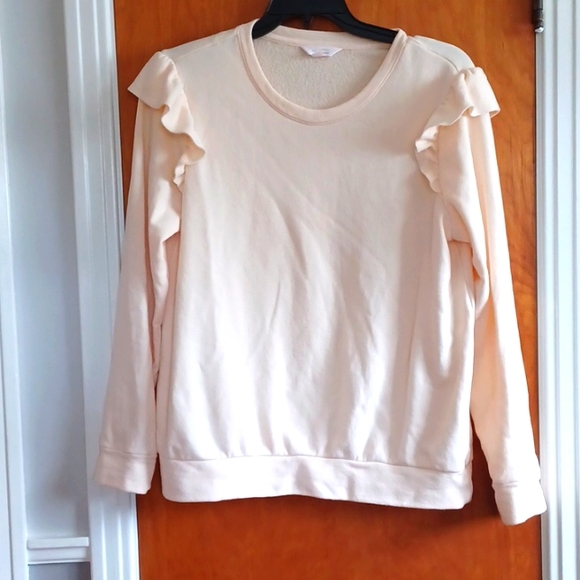 LC Lauren Conrad Tops - Lauren Conrad French Terry long sleeve top sz.XL. Ruffled sleeve accent.  Soft!